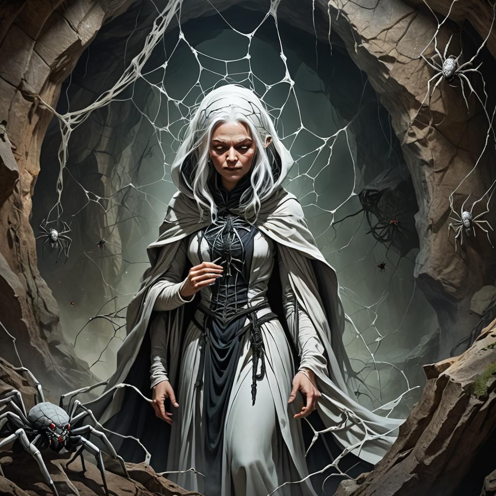 Mystical Arachne in a Massive Cave: Fantasy Concept Art