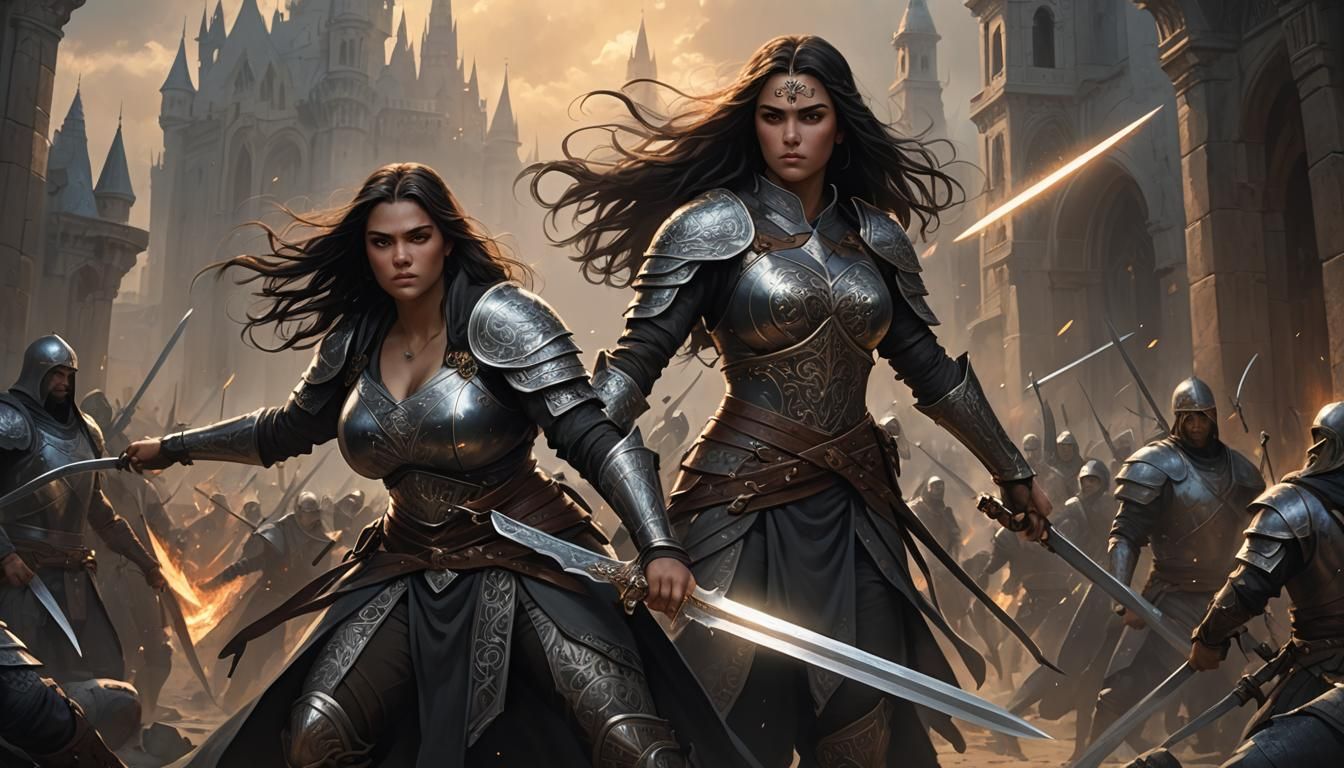 Fantasy Warrior with Glowing Sword, Detailed Matte Painting