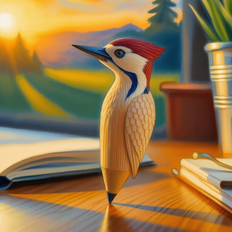 Woodpecker Pencil Art