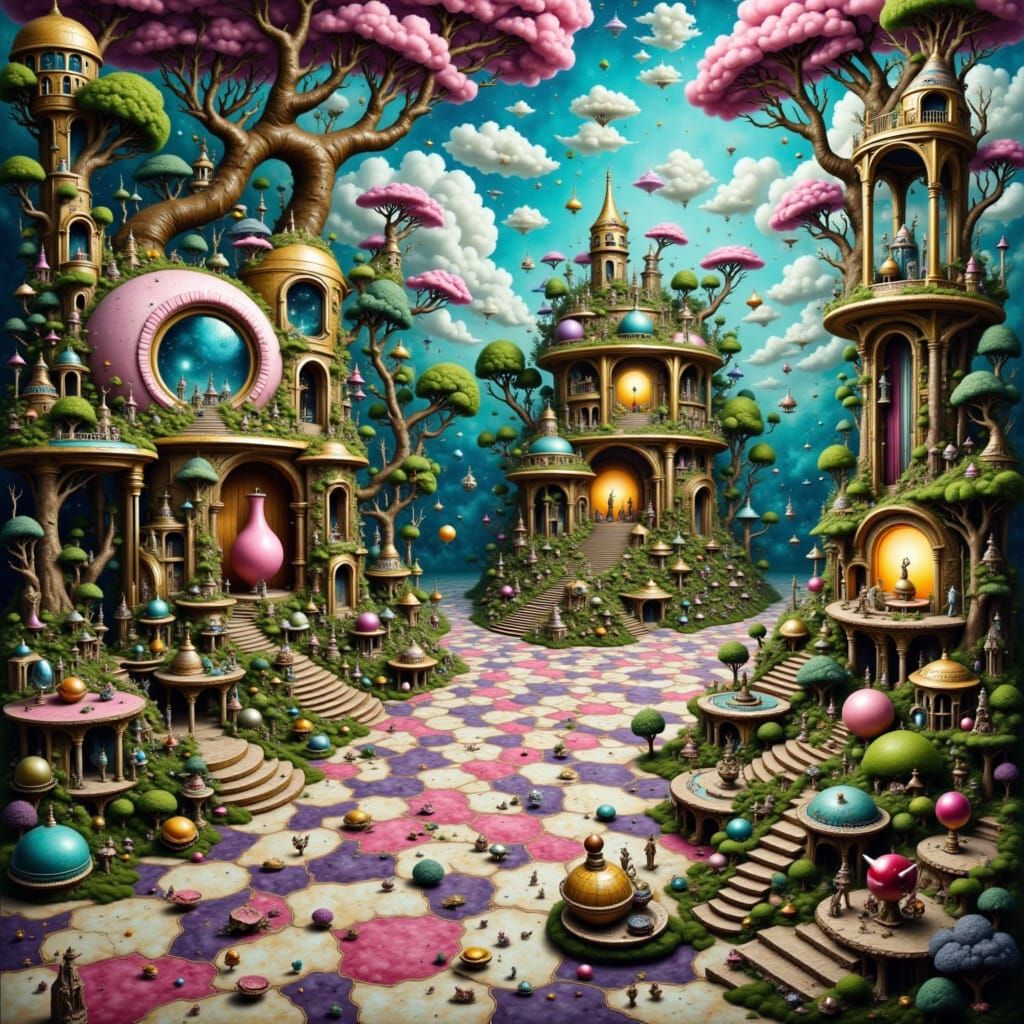 Cyberpunk Home Inside Soap Bubble in Space