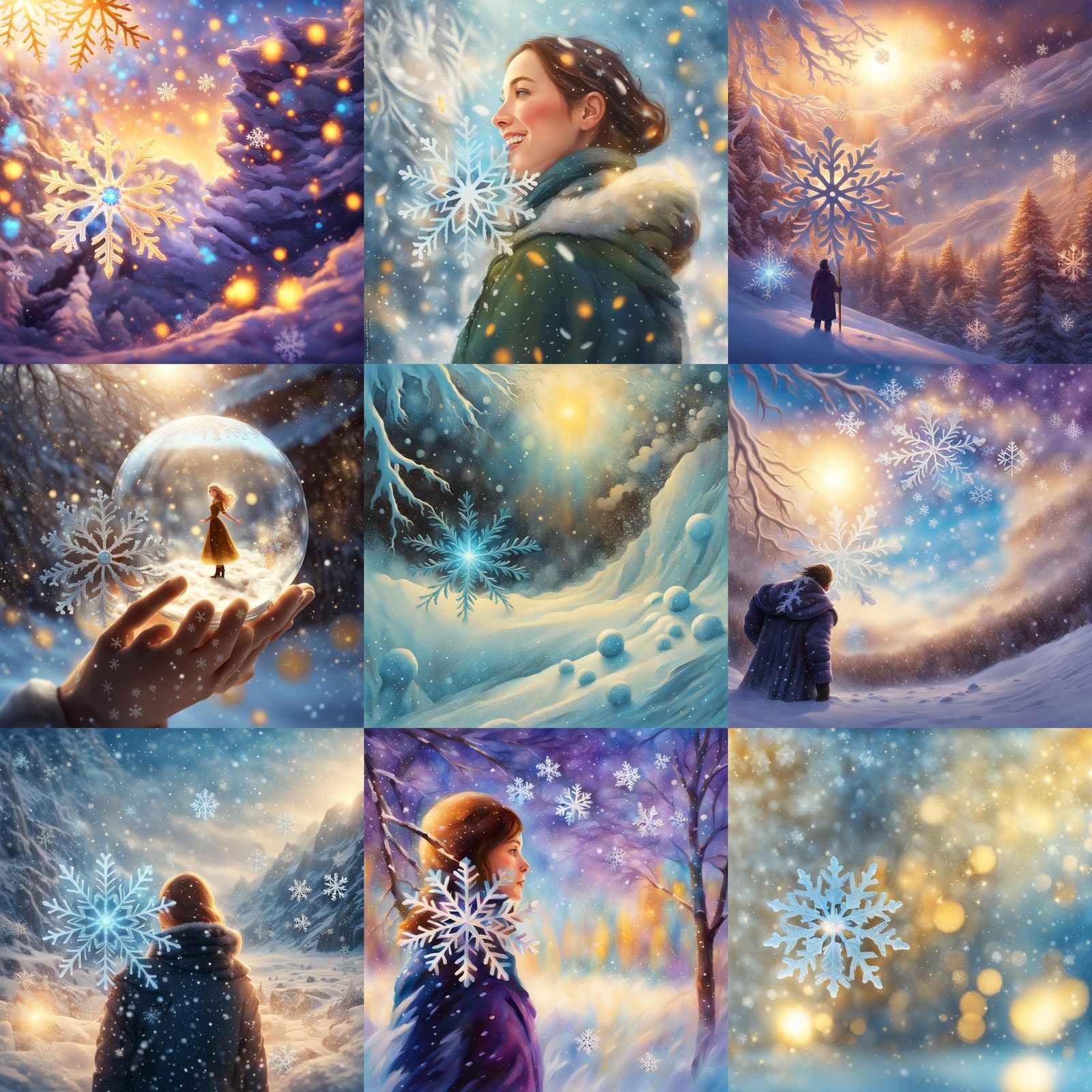 Sunlit Snowflakes Dance in Winter's Embrace