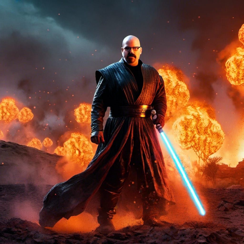 Full body shot of <lora:Eric Face:1.0> as "Anakin Skywalker"...