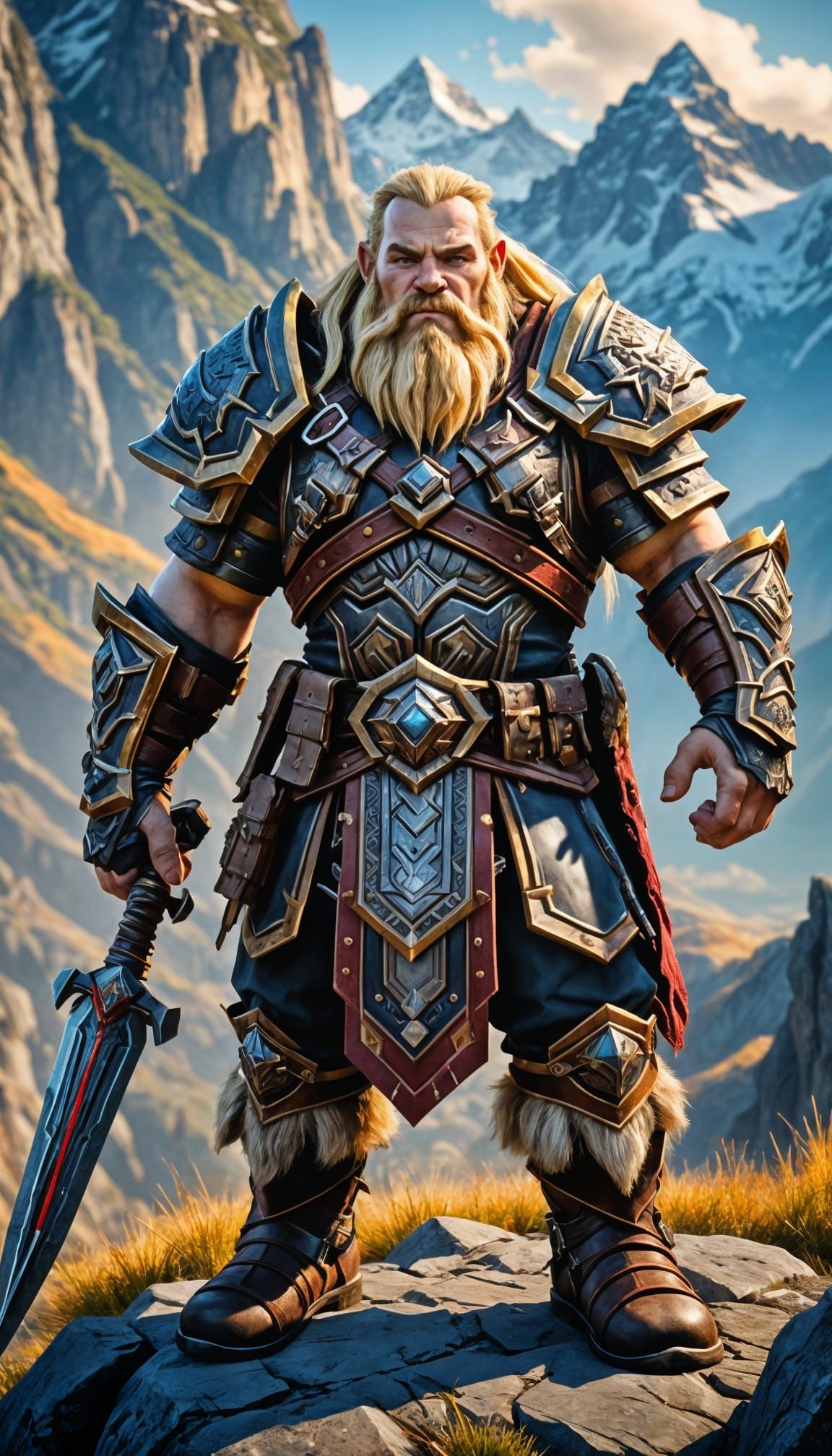 Young Warcraft Dwarf Berserker in Hyperrealistic Style