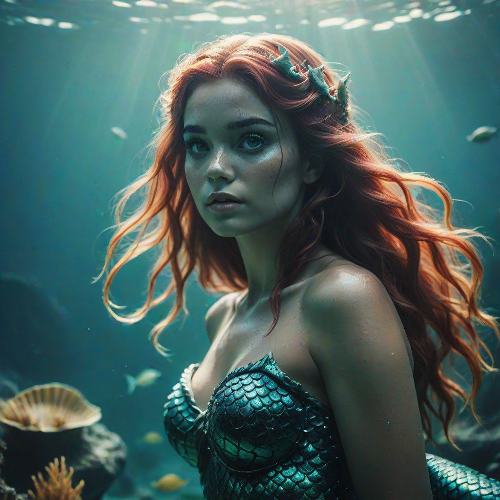 Ethereal Oceanic Goddess in Cinematic Film Still
