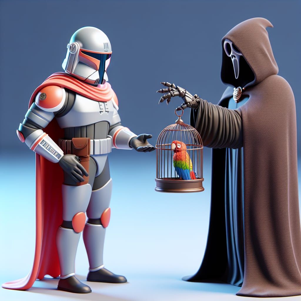 Emperor Ghost Face Gives Boba Fett the Bird.