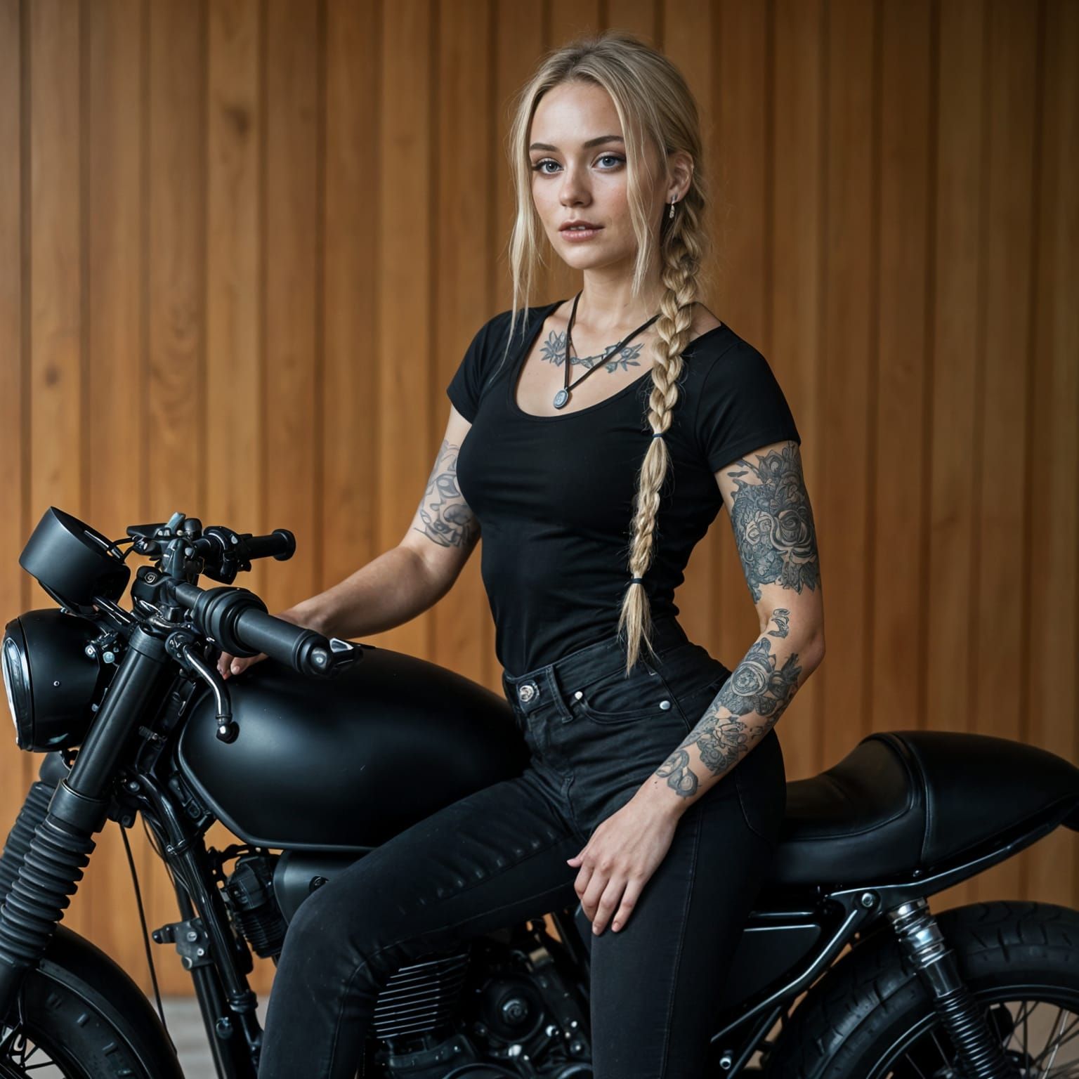 Woman on Motorcycle: Ultra-Realistic Cinematic Photo