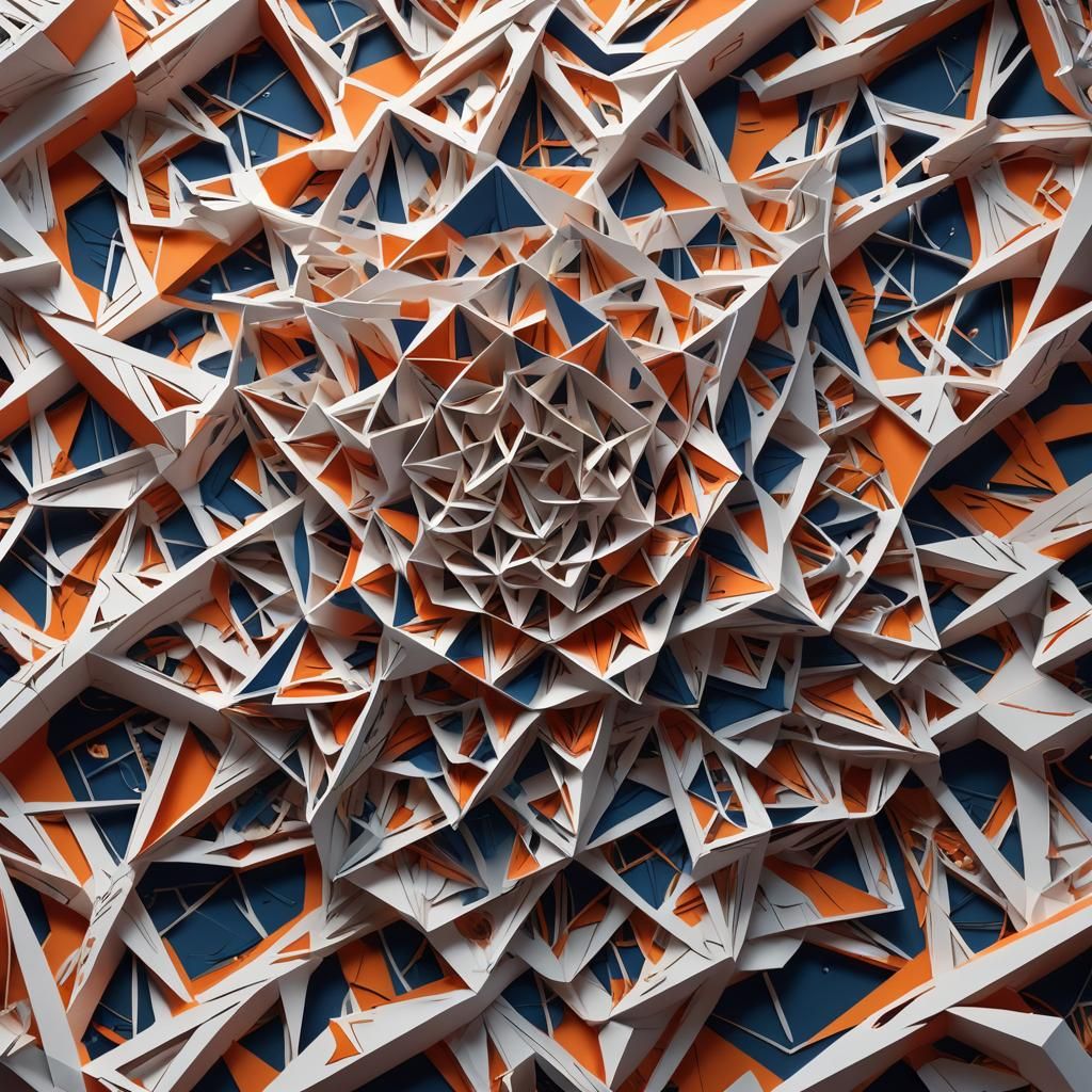 Geometric Paper Sculpture with Dynamic Shadows
