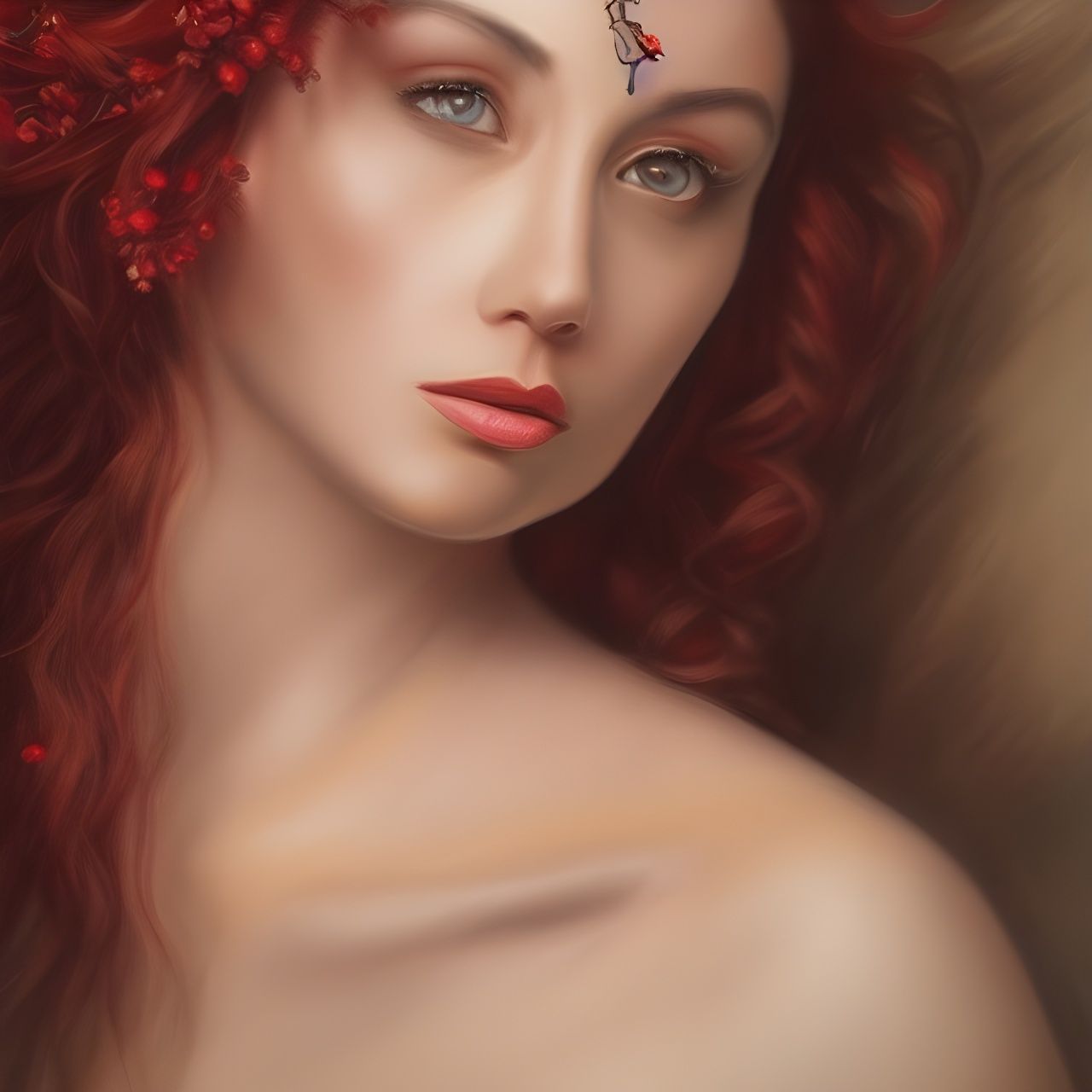 Photorealistic Persephone Portrait in Oil on Canvas