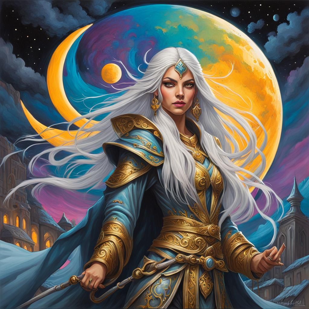 Moon Elf Wizard Graffiti Art: D&D Character