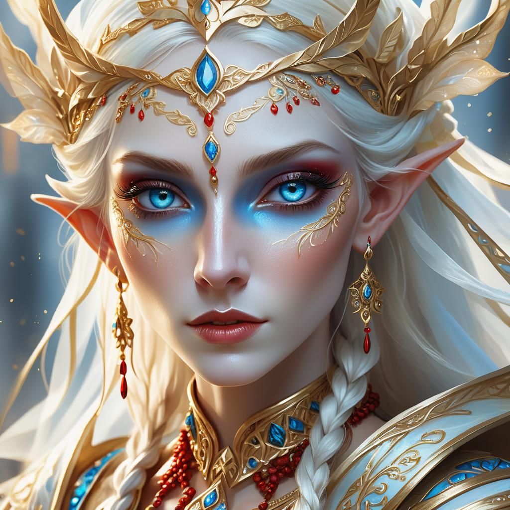 Fantasy Elf Portrait with Golden Headpiece