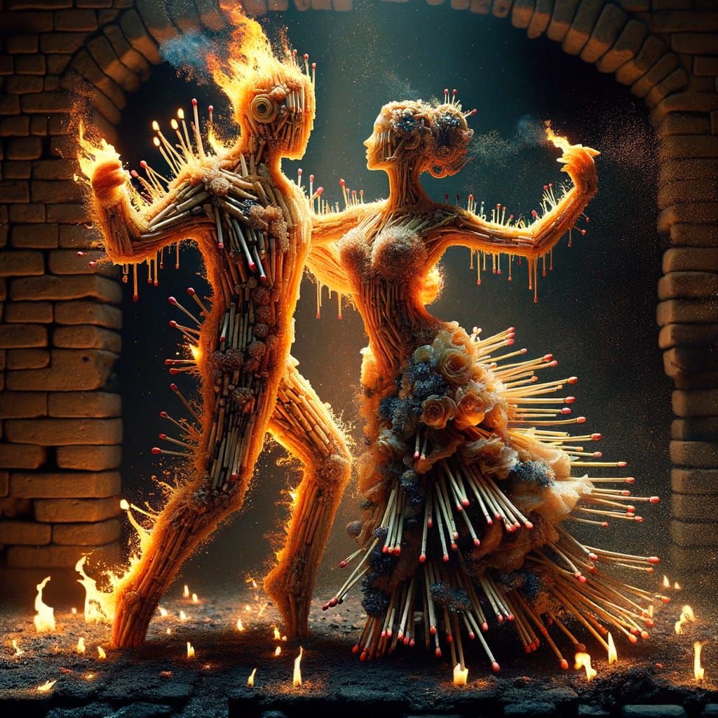 Firepunk Tango: Wax Figure Dances in Flames