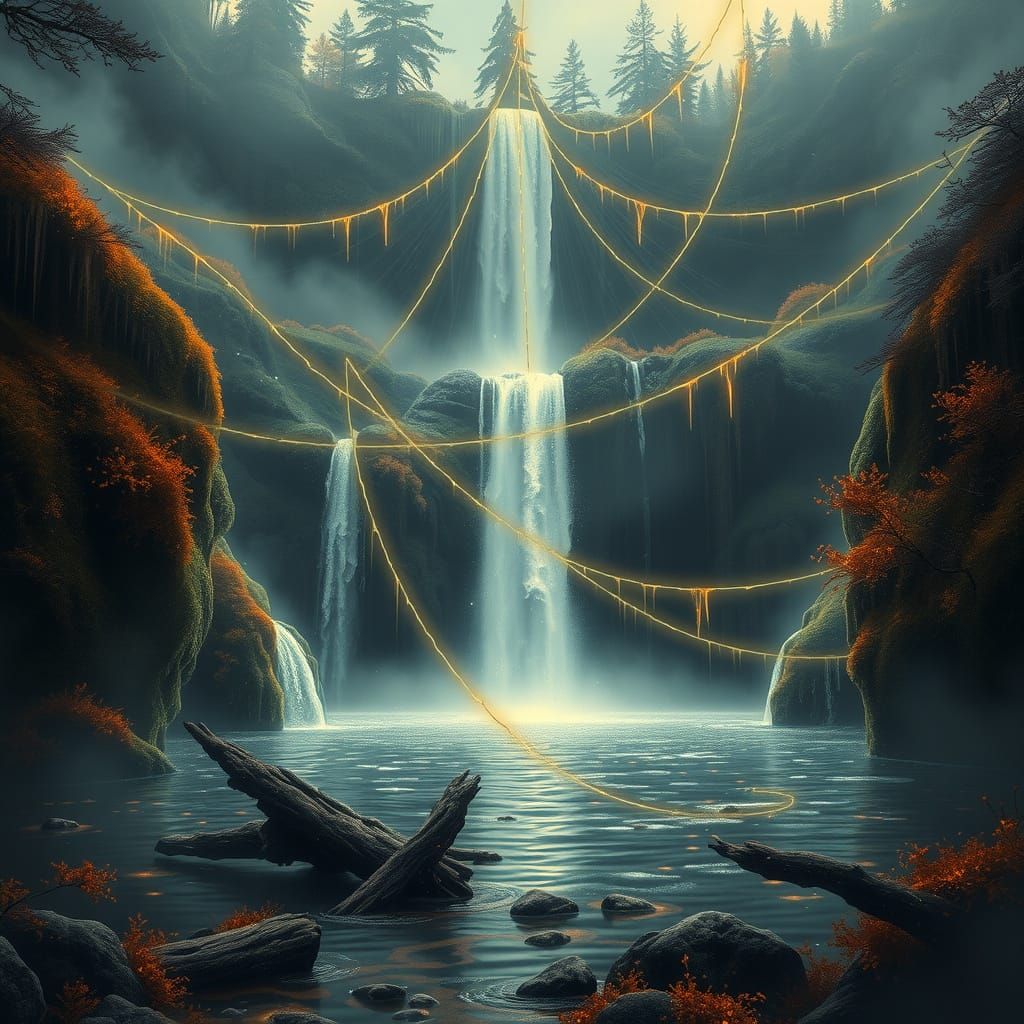Surreal Waterfall in Cosmic Dreamscapes