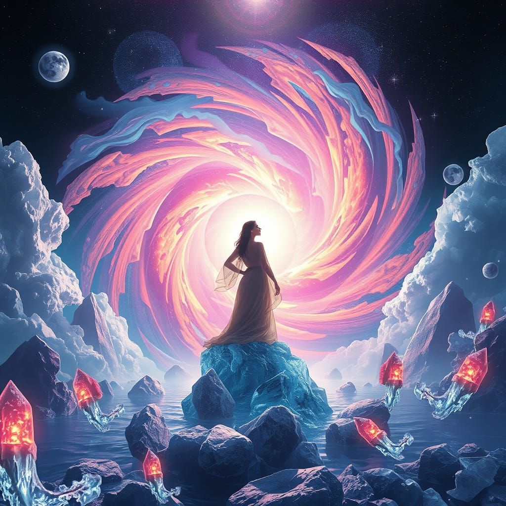 Ethereal Portal with Crystal Earth and Galactic Aura