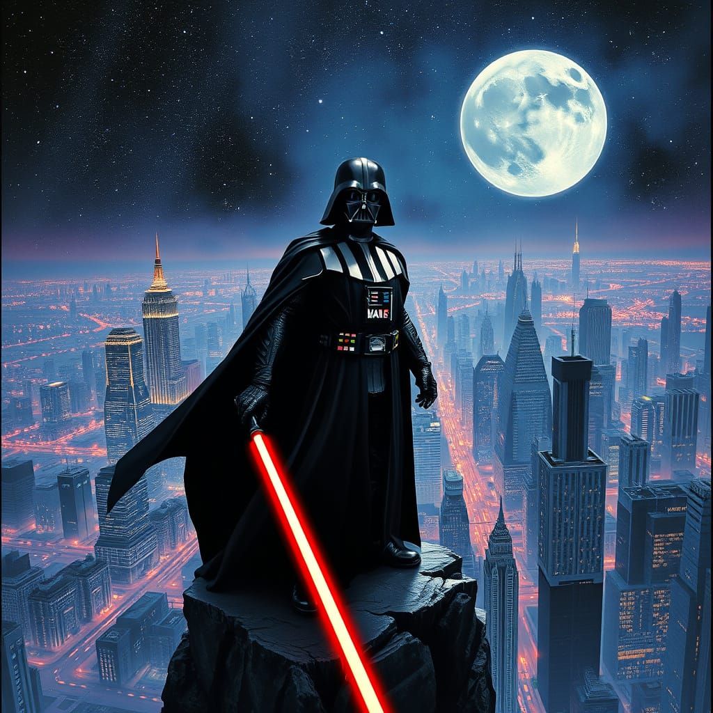 Dark Lord of the Galaxy: A Futuristic Cityscape in Ominous S...