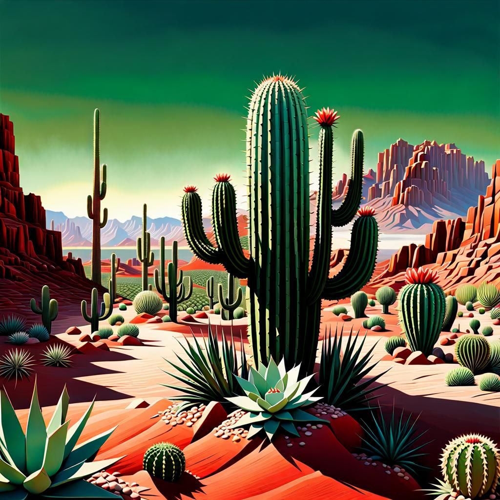 Post-Nuclear Desert Landscape in 1950s Style