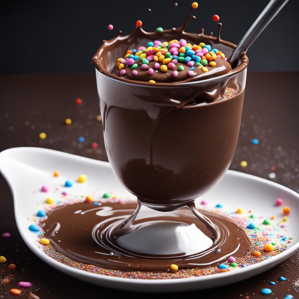 Chocolate Pudding with Sprinkles in Graffiti Art Style