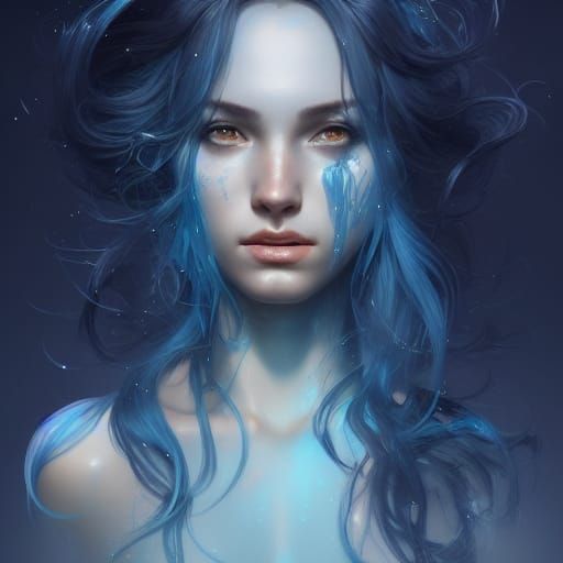 Water Elemental Portrait in Art Nouveau Style