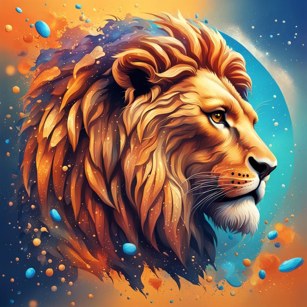 Hyperrealistic Leo Zodiac Sign in Splash Art Style