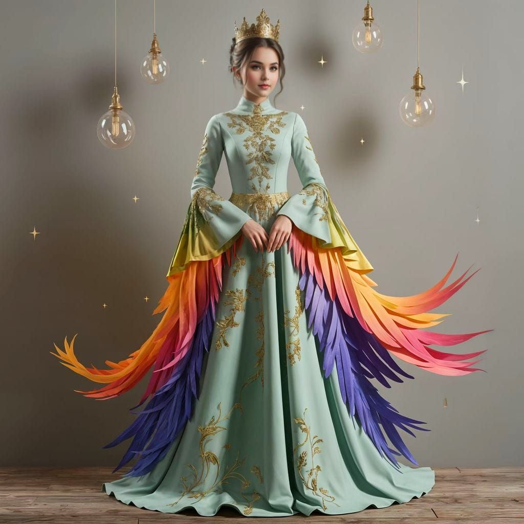 Elegant Phoenix Princess in Pastel Hues