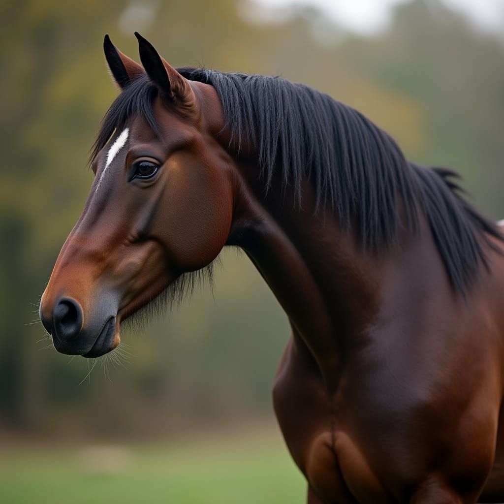 Elegant Brown Horse Portrait in Photographic Realism