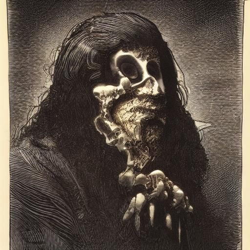 Dark Fantasy Portrait with Ink Splashes in Chiaroscuro