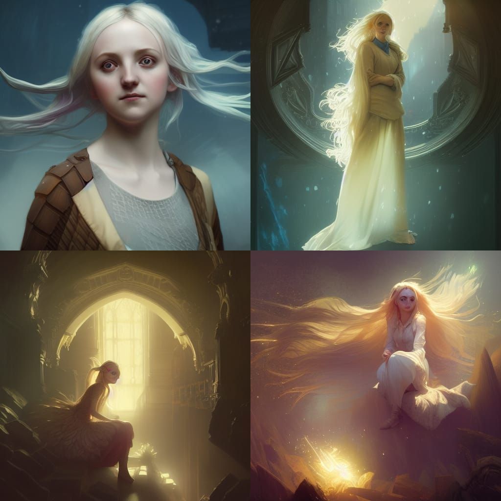 Detailed Portrait of Luna Lovegood in Dark Fantasy Style