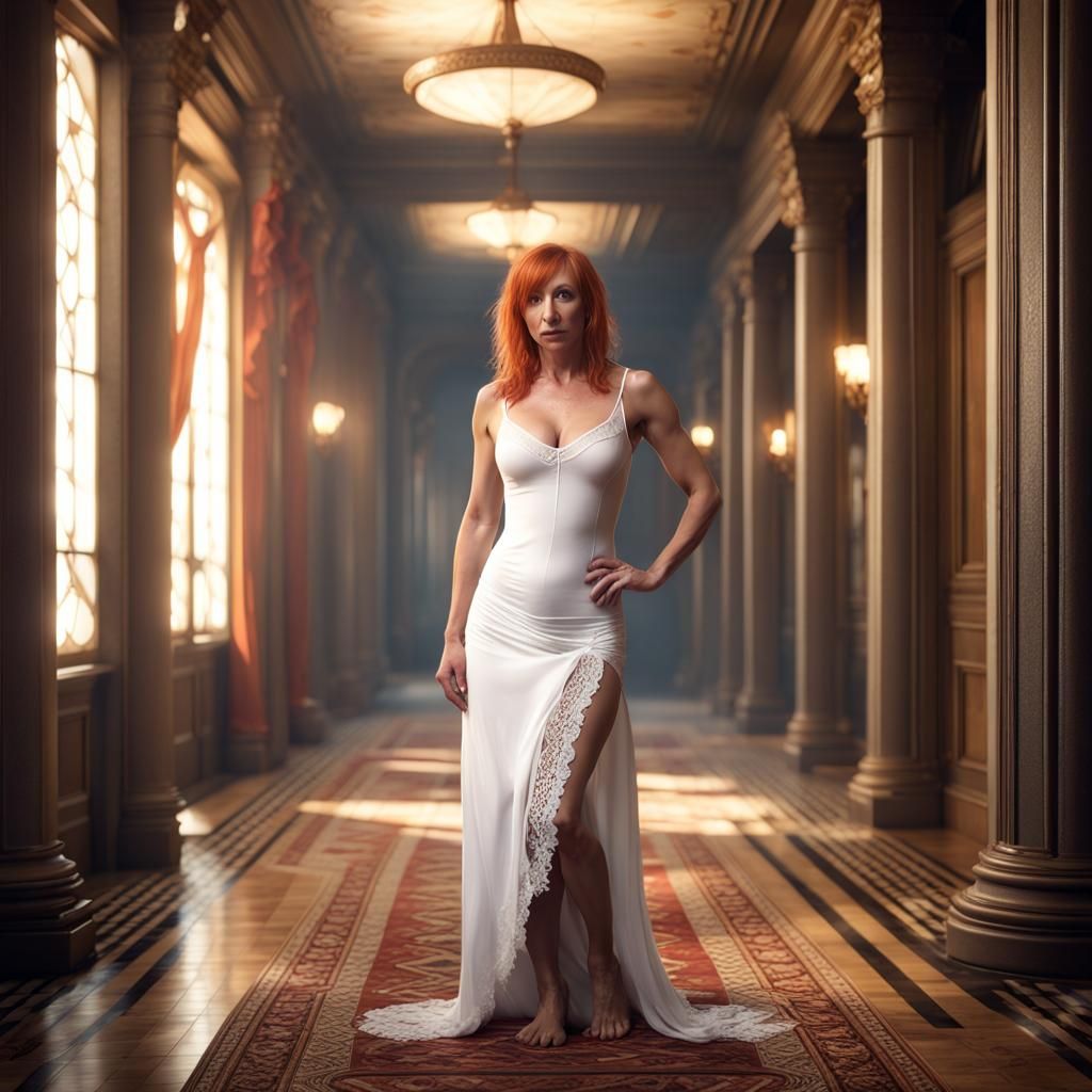 Kari Byron in White Camisole: Detailed Matte Painting