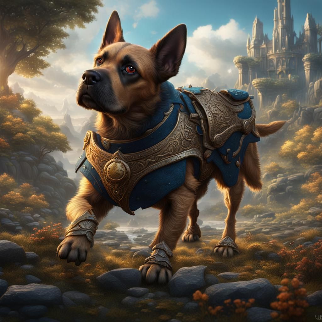 Fantastical Dog Matte Painting in Deep Color