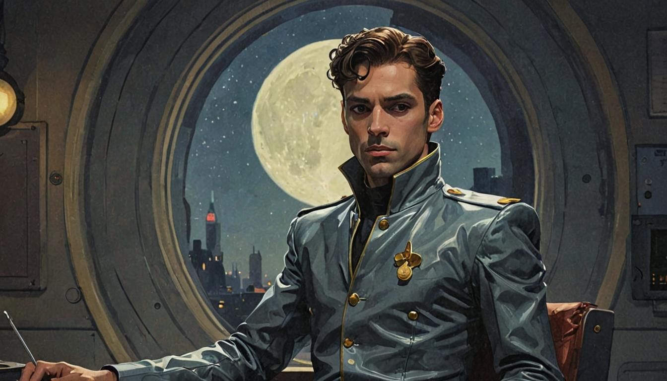 Futuristic Prince Portrait in Hopper Style