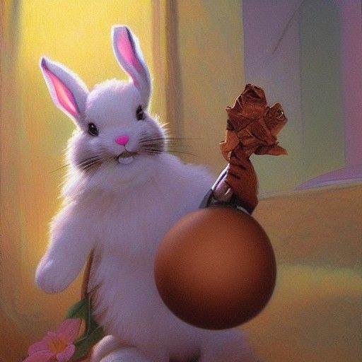 The Easter Bunny as a Villain: Oil Painting
