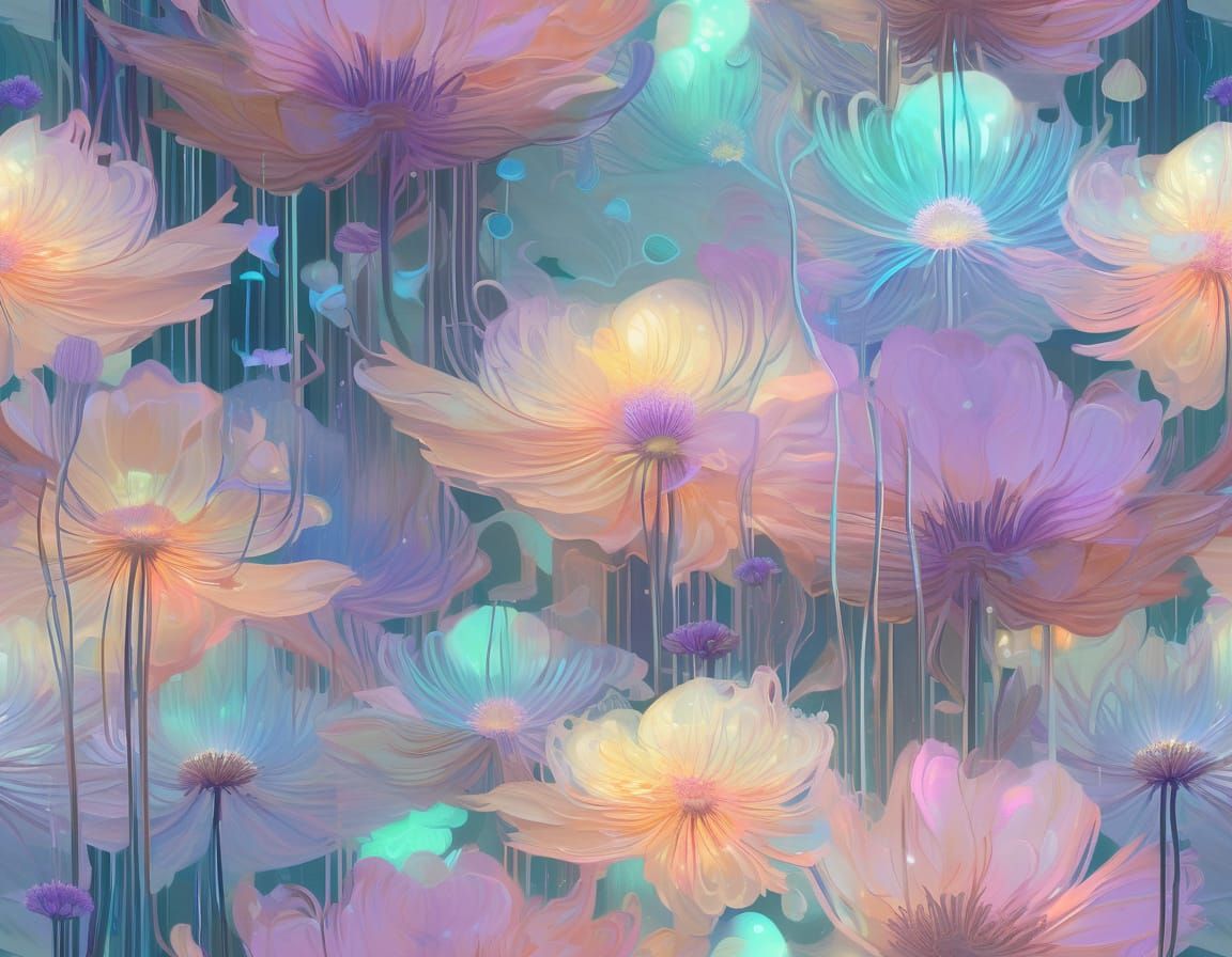 Bioluminescent Anemone Flowers in Ethereal Fantasy Art