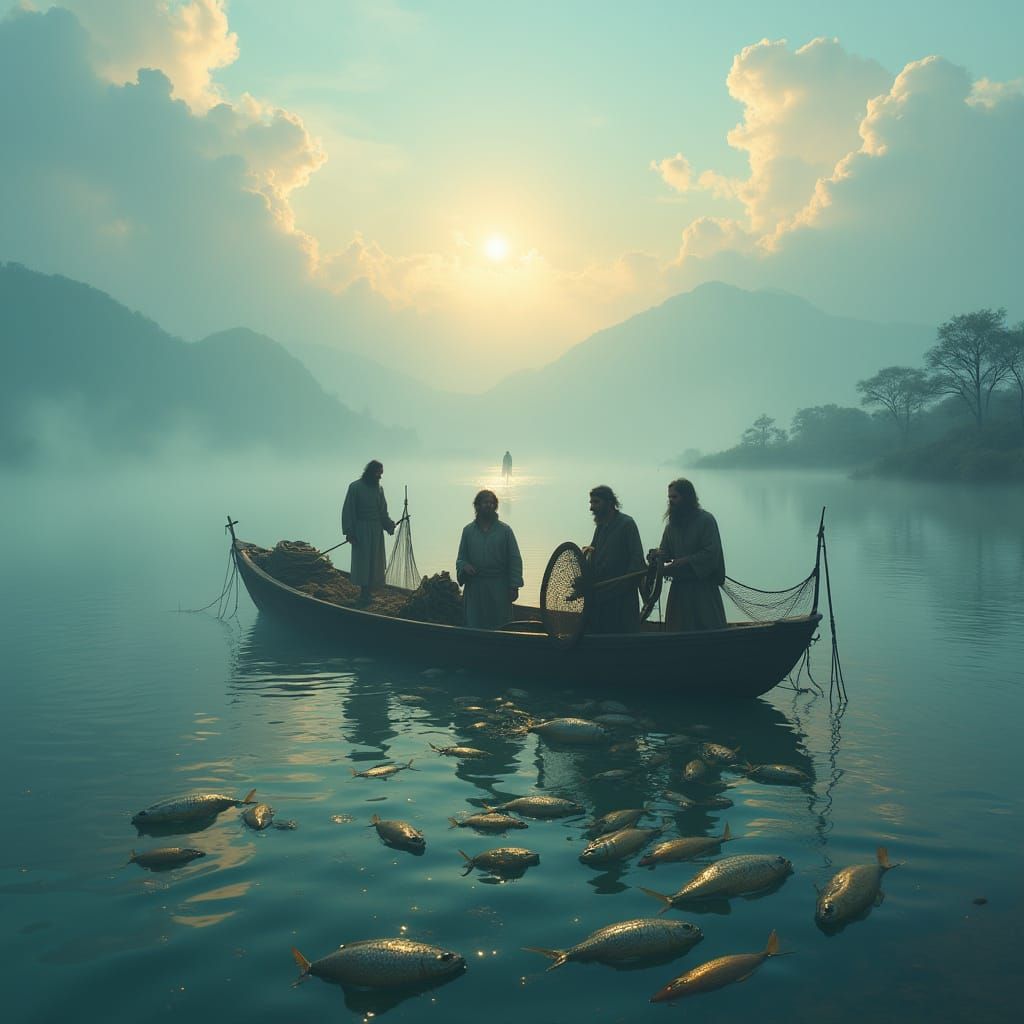 Miraculous Dawn on the Serene Lake