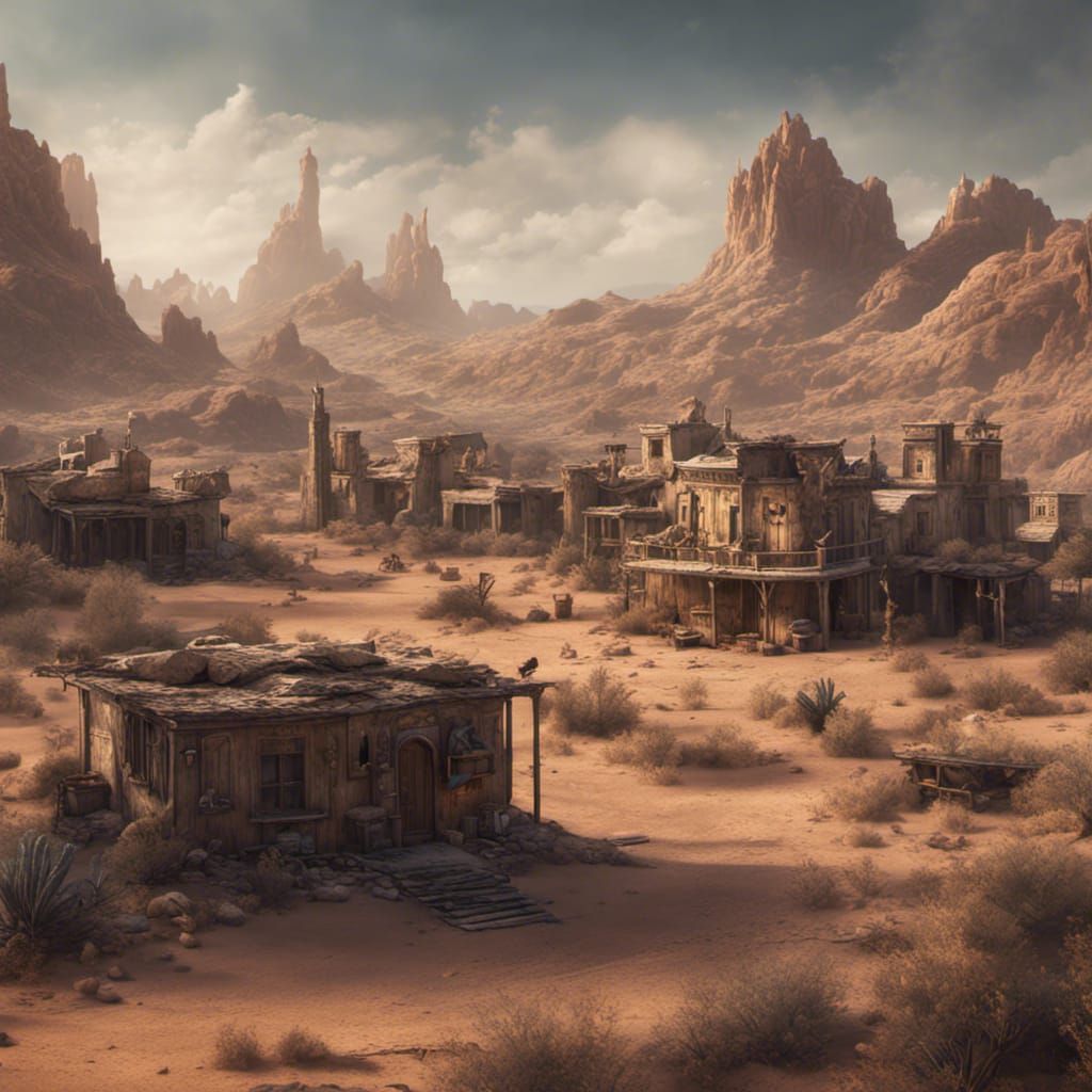 Desert Ghost Town: Detailed Matte Painting
