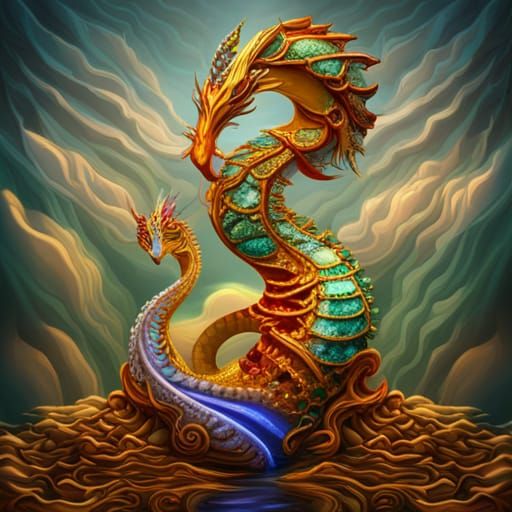 Jeweled Dragon Seahorse: Crystal Render Concept Art