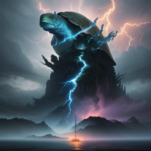 Epic Stormy Turtle in Turtle Form, Fantasy Artwork