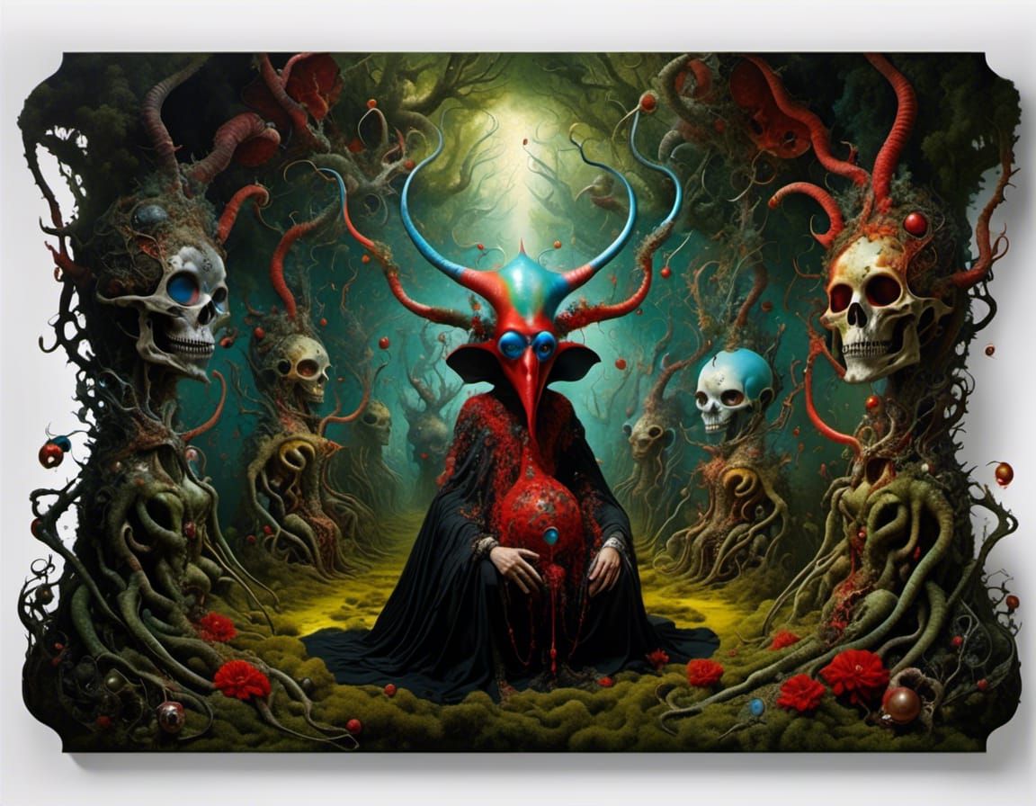 Psychedelic Shaman Ritual in Digital Oil Painting