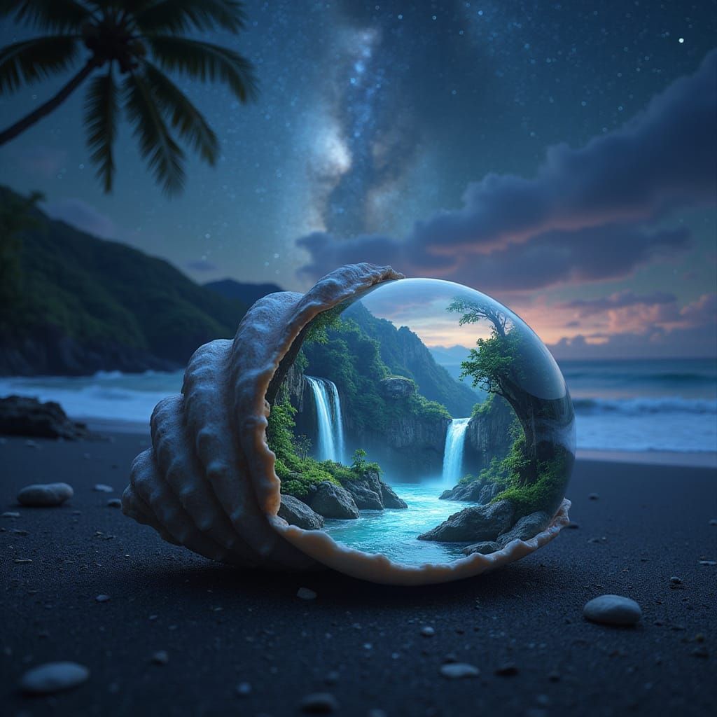 Ethereal Seashell World in Nebulae Skies