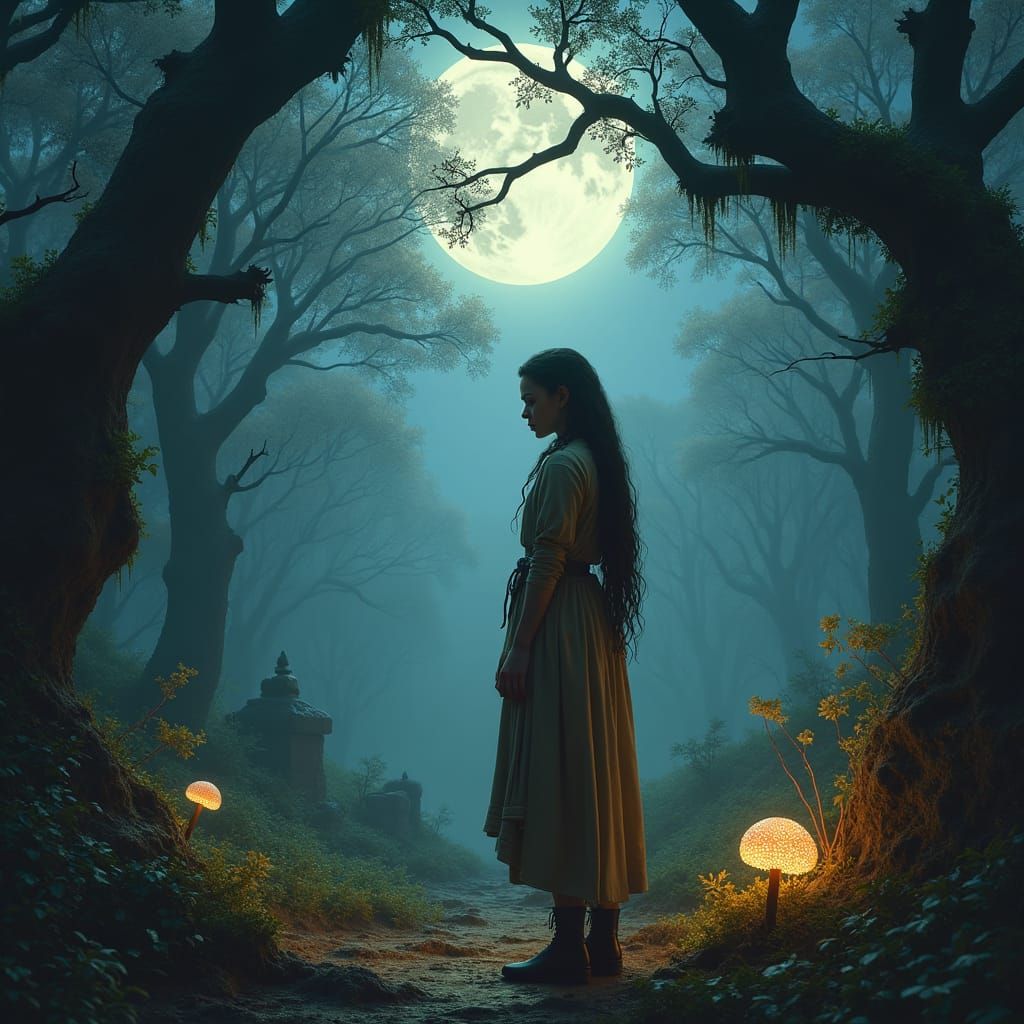 Malvina Noire in Mystical Forest Clearing