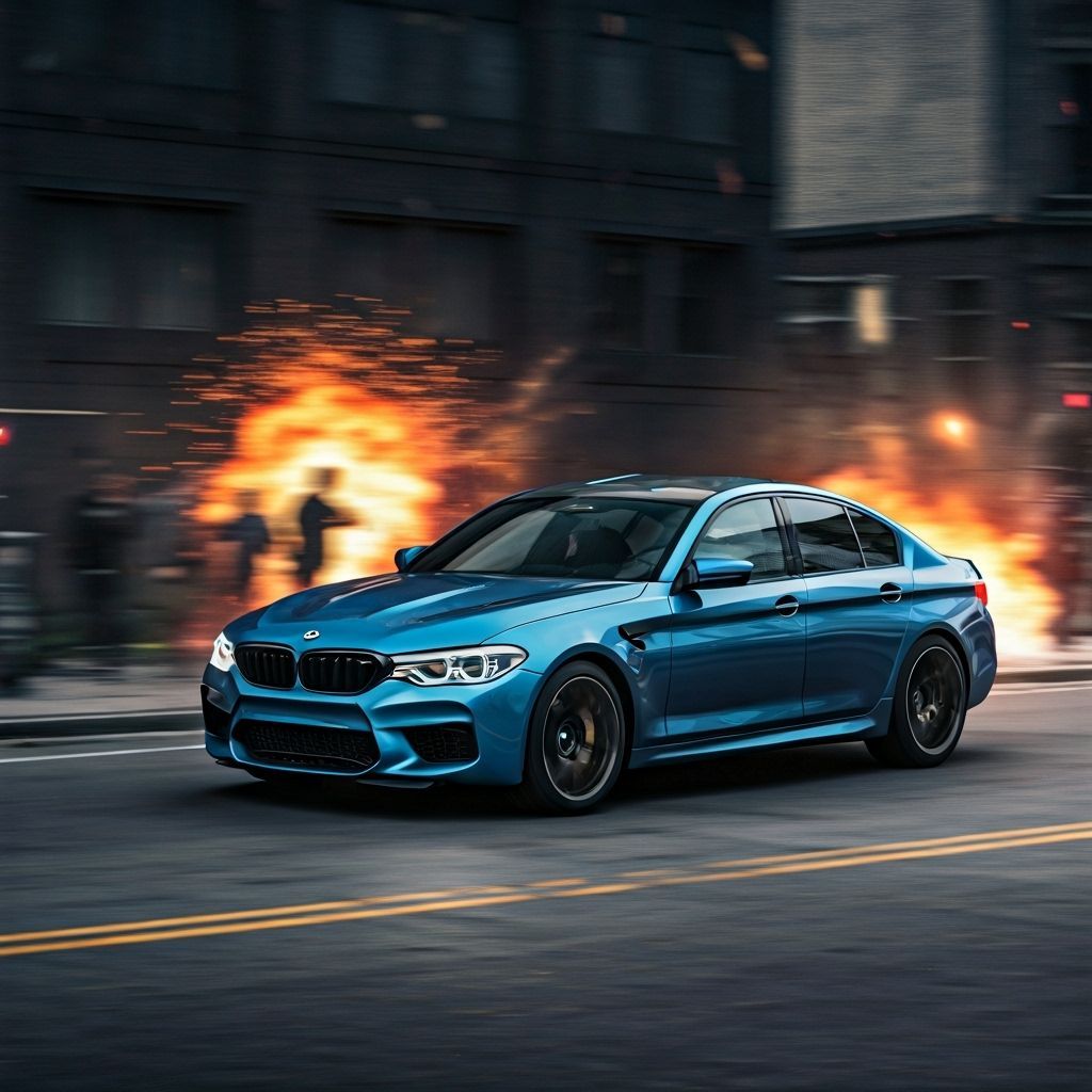 BMW M5 Police Chase in Burning City