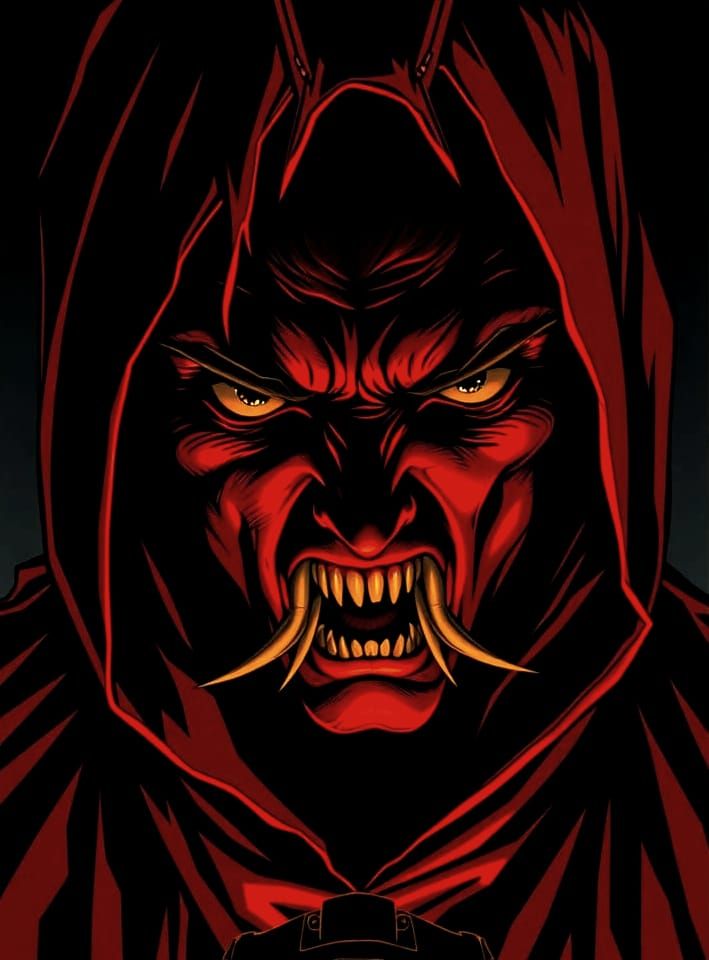 Vibrant Retro Anime Portrait of a Red Vampire