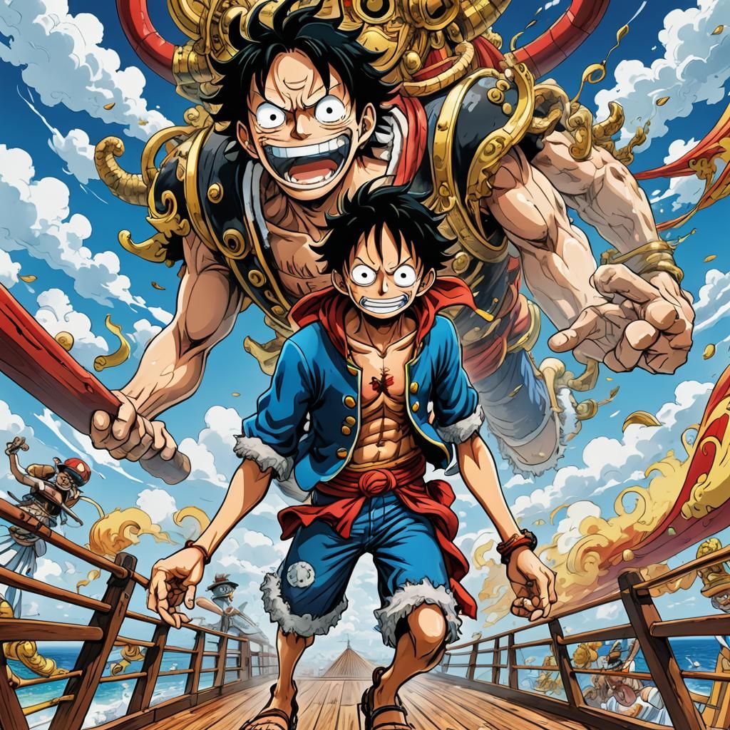 Luffy's Determination: Manga Art on Thousand Sunny