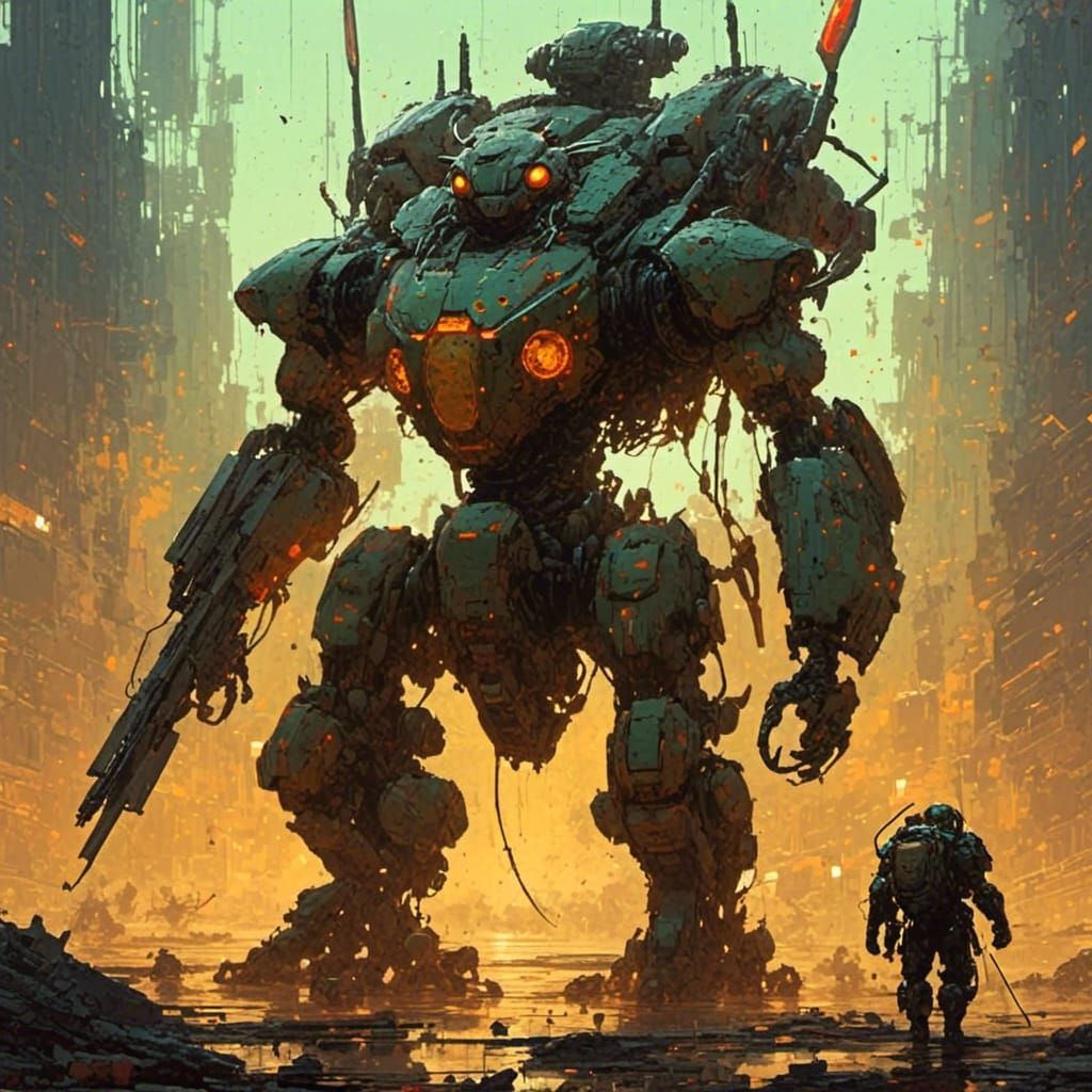 Beetle Knight Mecha on Magical Battlefield