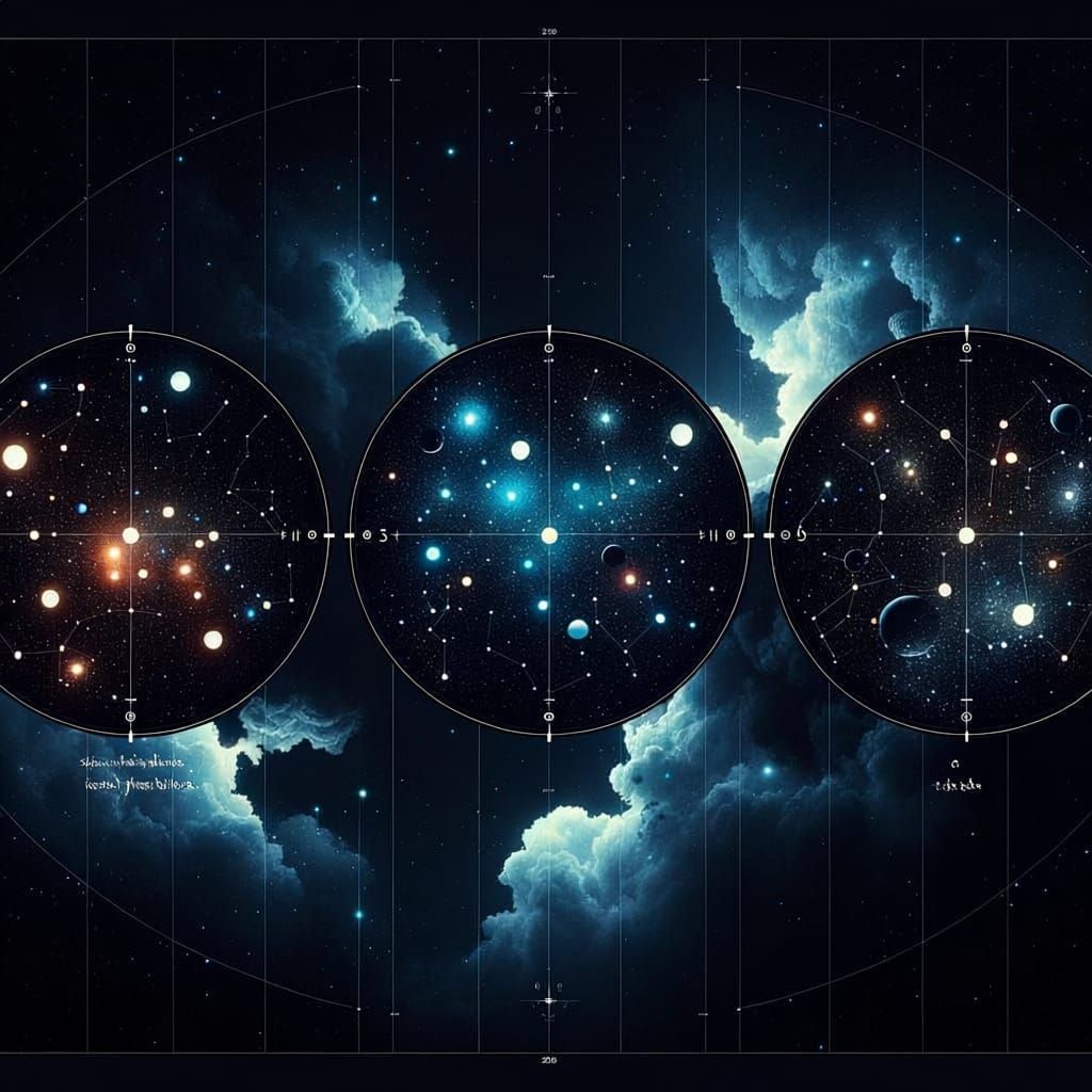 Minimalist Celestial Triptych: Accurate Star Map Visualizati...