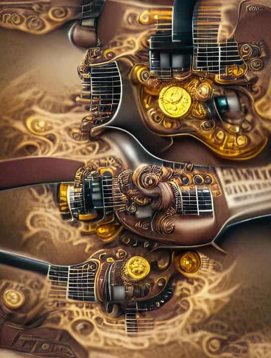 Steampunk Guitar with Brass and Copper Details