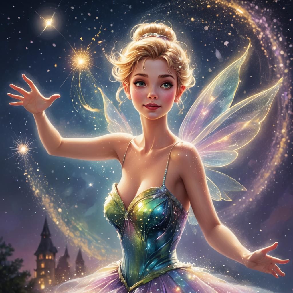 Tinkerbell Sprinkling Pixie Dust: A Digital Illustration