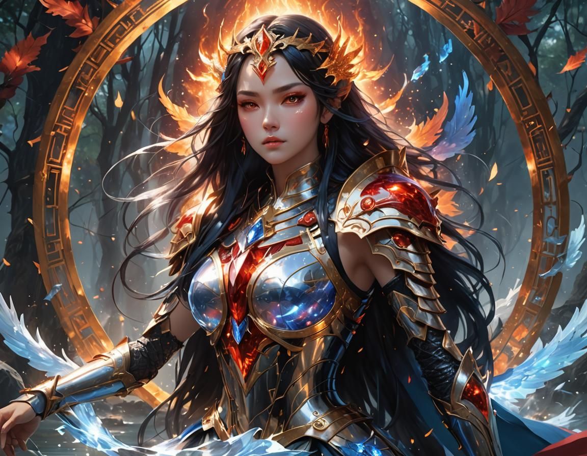 Cosmic Knight Goddess in Anime Style