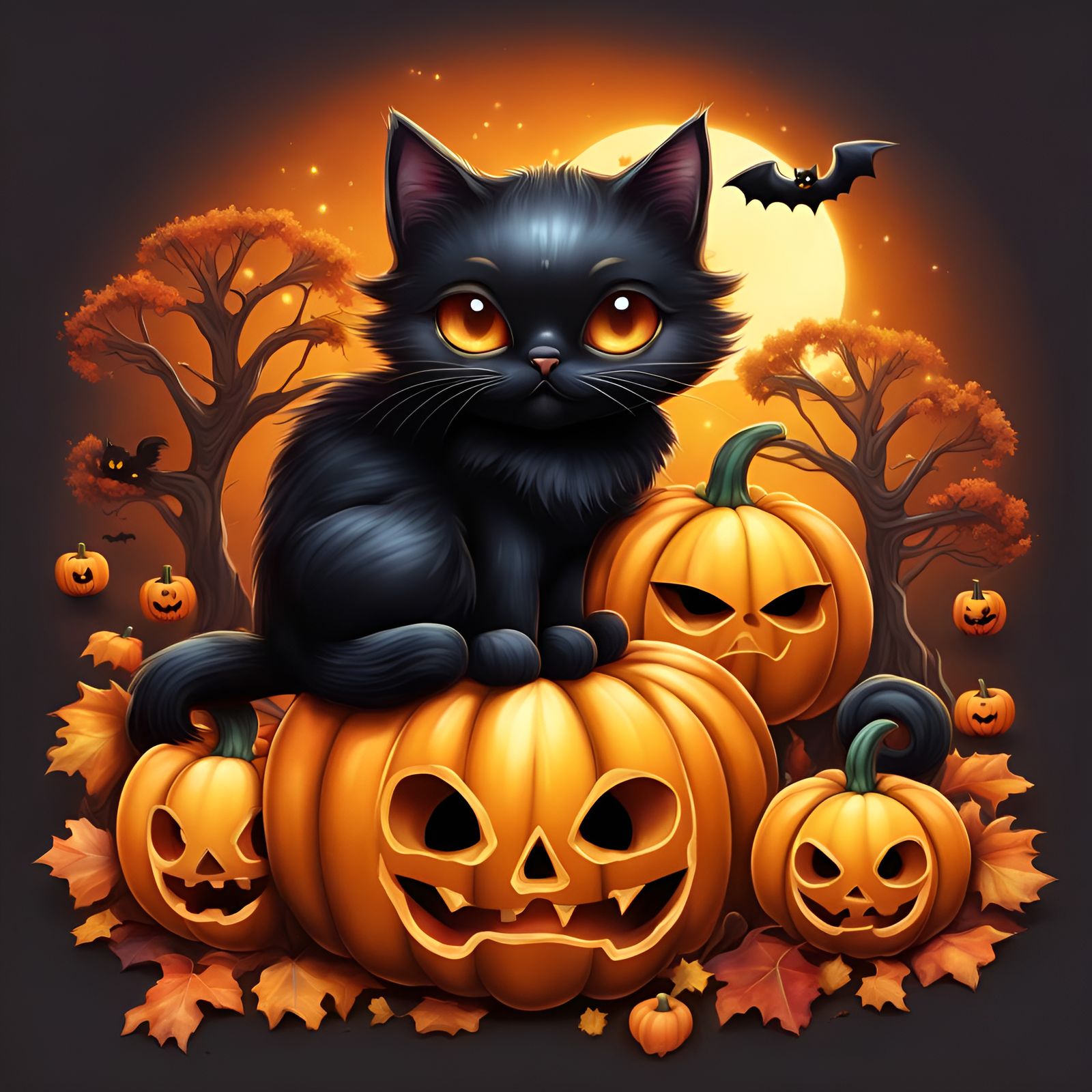 Cute Halloween Characters in Autumn Colors