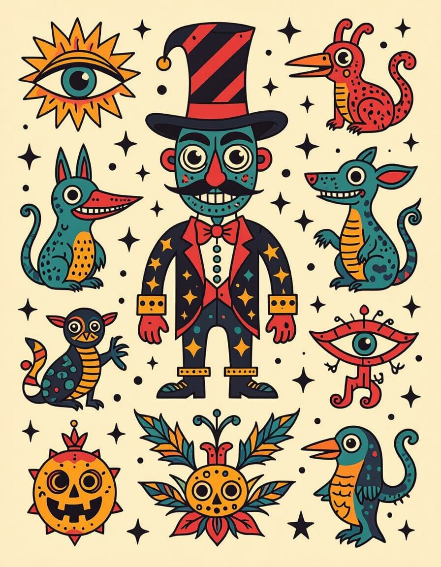 Monty Python Inspired Flash Tattoo Sheet