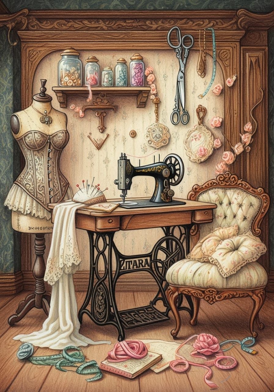 Steampunk Sewing Room Elegance