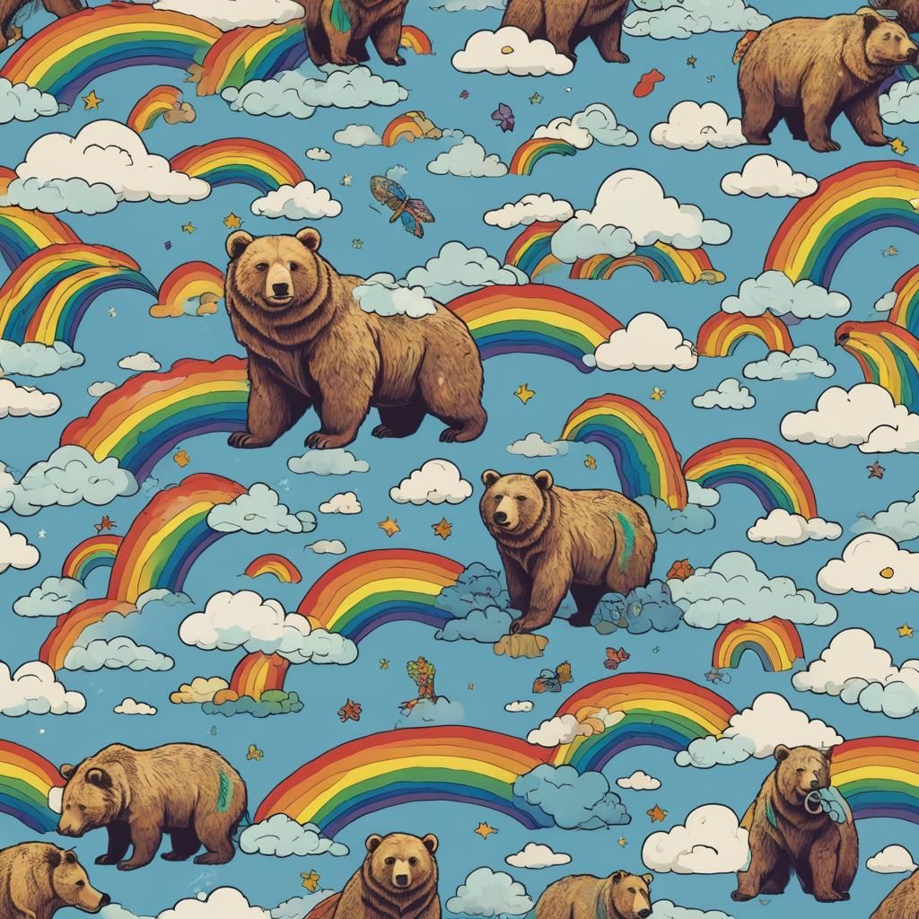 Rainbow Bear Living in the Clouds